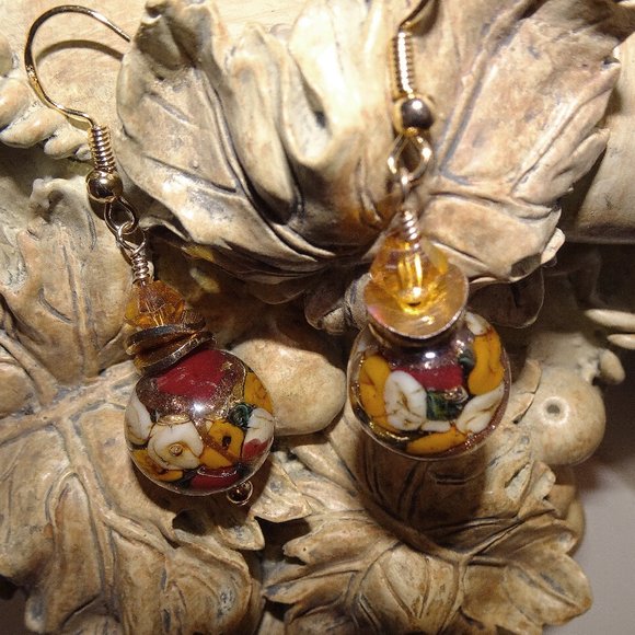 Handmade Murano lampwork and millefiori earrings - Picture 1 of 7